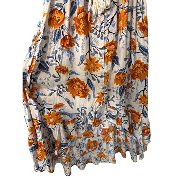 Anthropologie Floral Maxi Dress - Orange and Blue - Picture 2 of 8